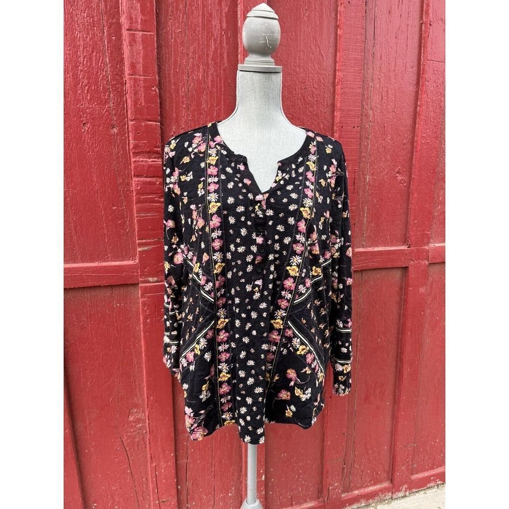 Style & Co Floral Button Blouse With adjustable sleeves Size 3x